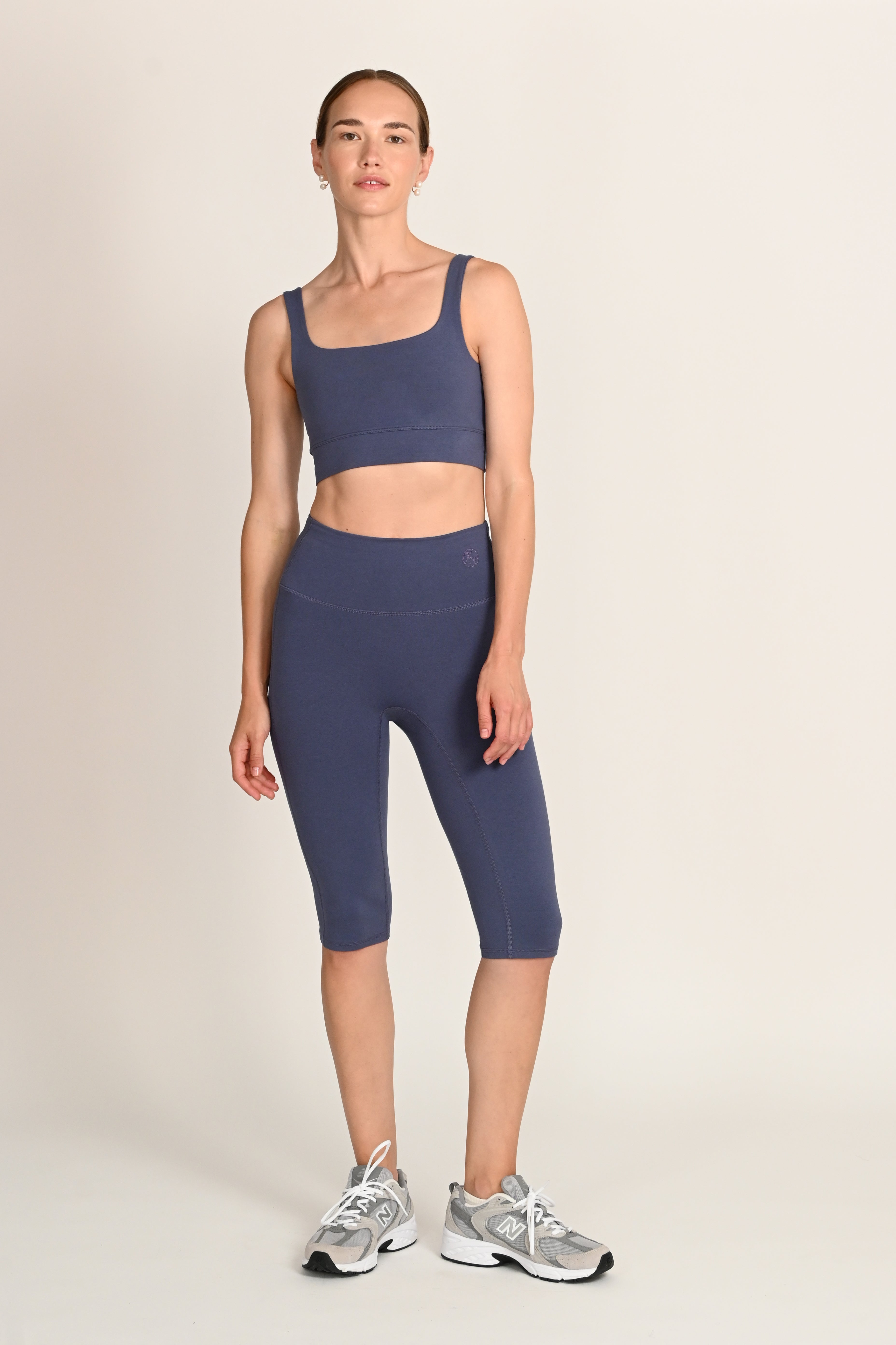 Daru High Waist Cropped Leggings in PIMA Cotton in Nightshadow Blue