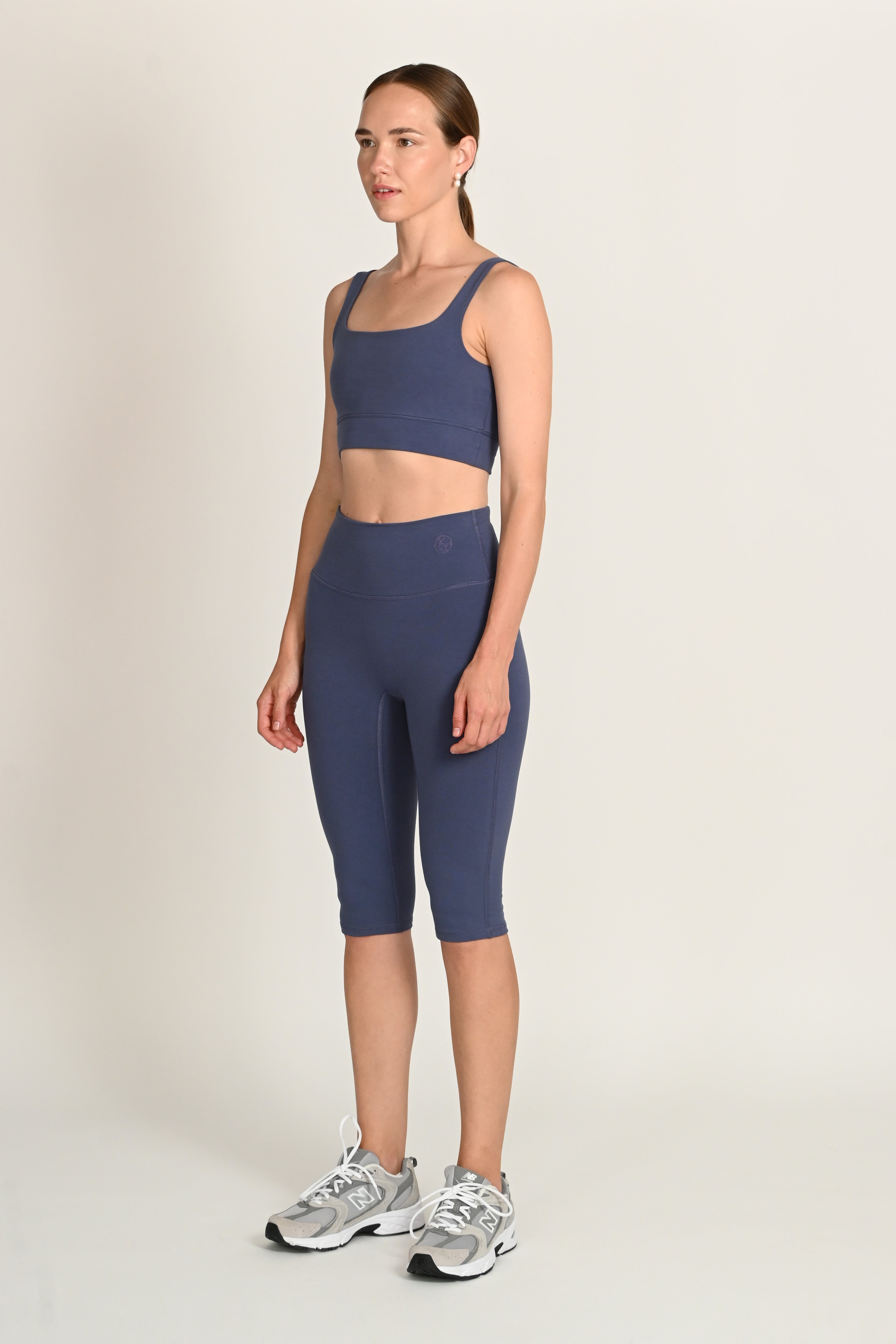 Daru High Waist Cropped Leggings in PIMA Cotton in Nightshadow Blue