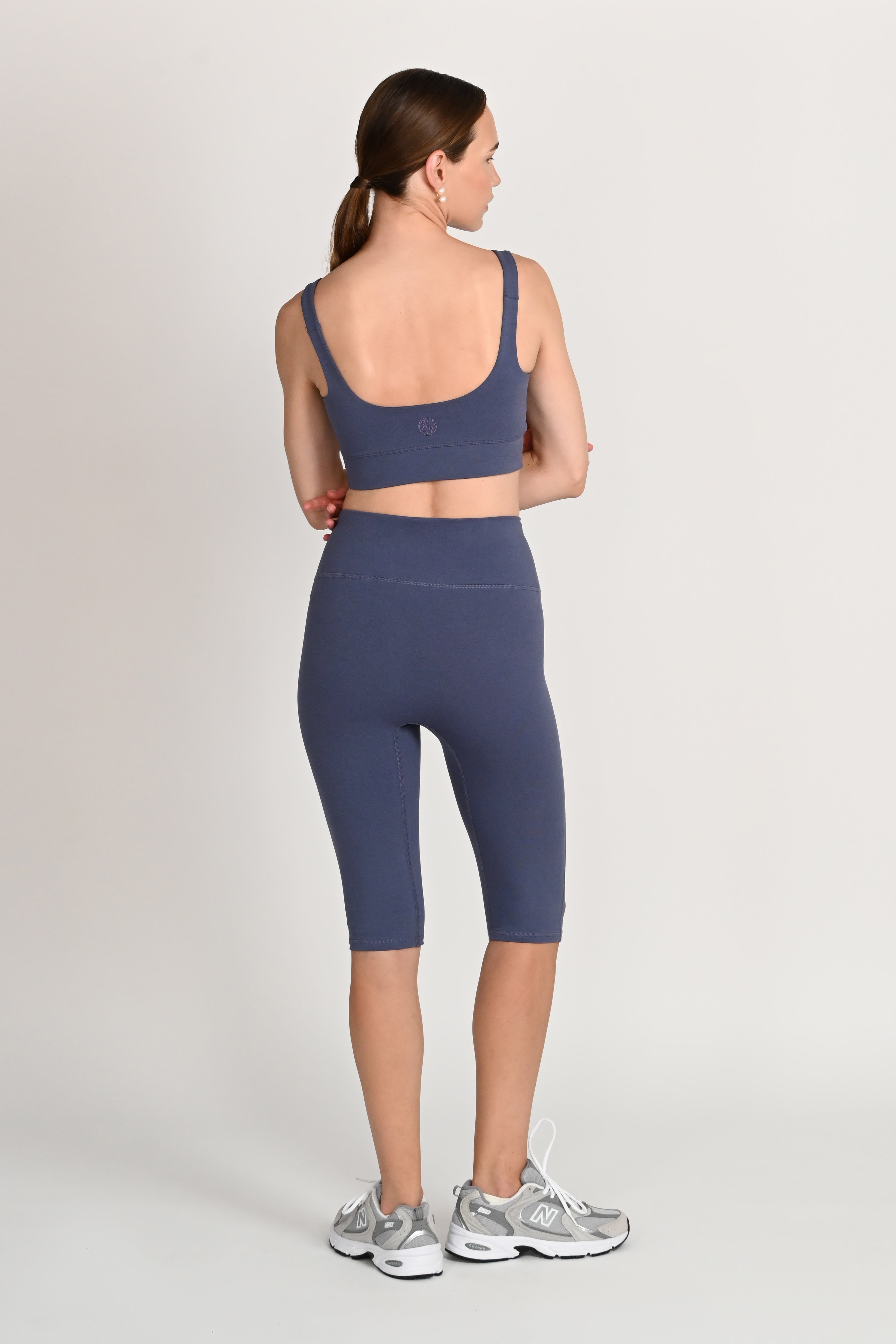Daru High Waist Cropped Leggings in PIMA Cotton in Nightshadow Blue