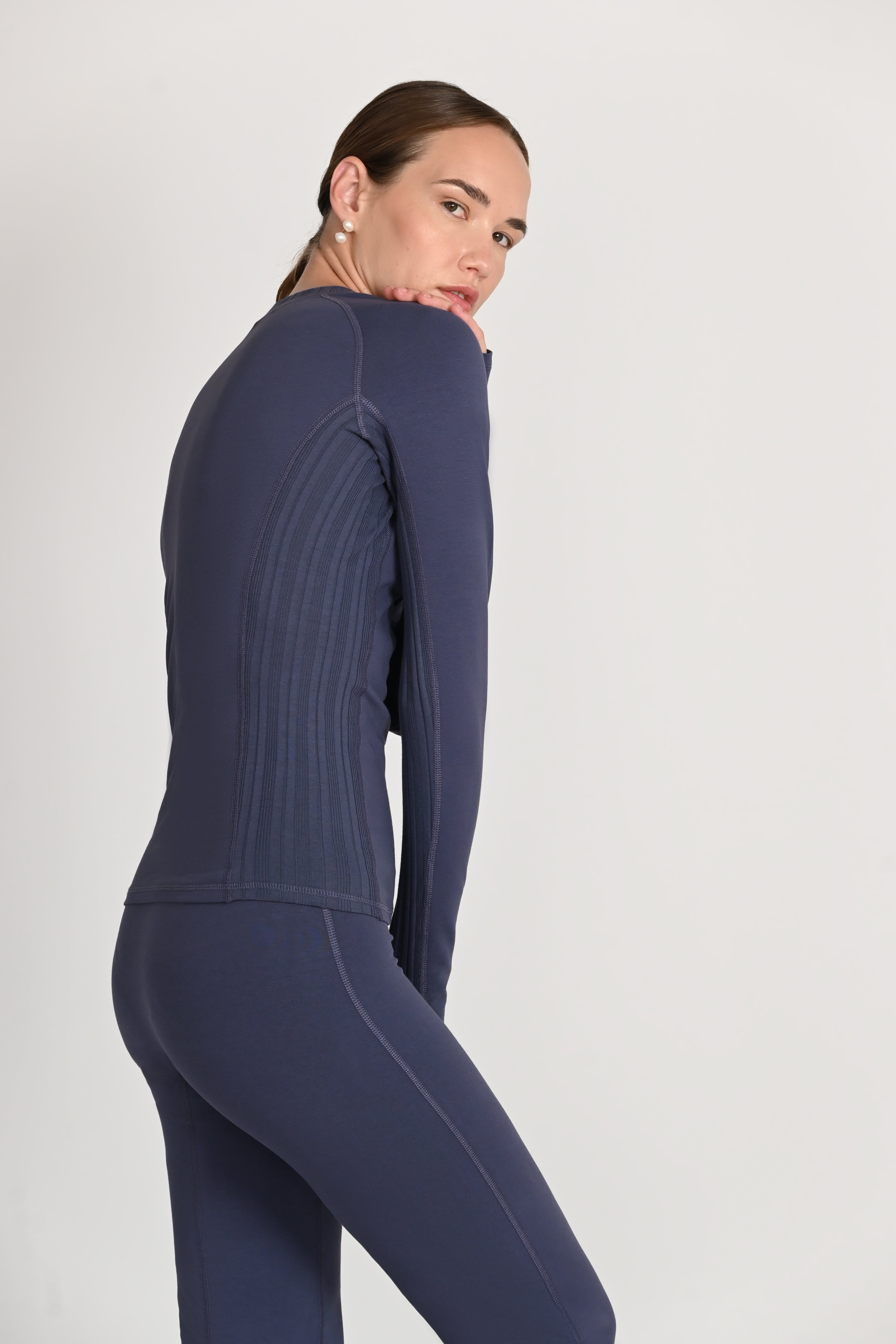 Montebello Long Sleeve Top in PIMA Cotton in Nightshadow Blue