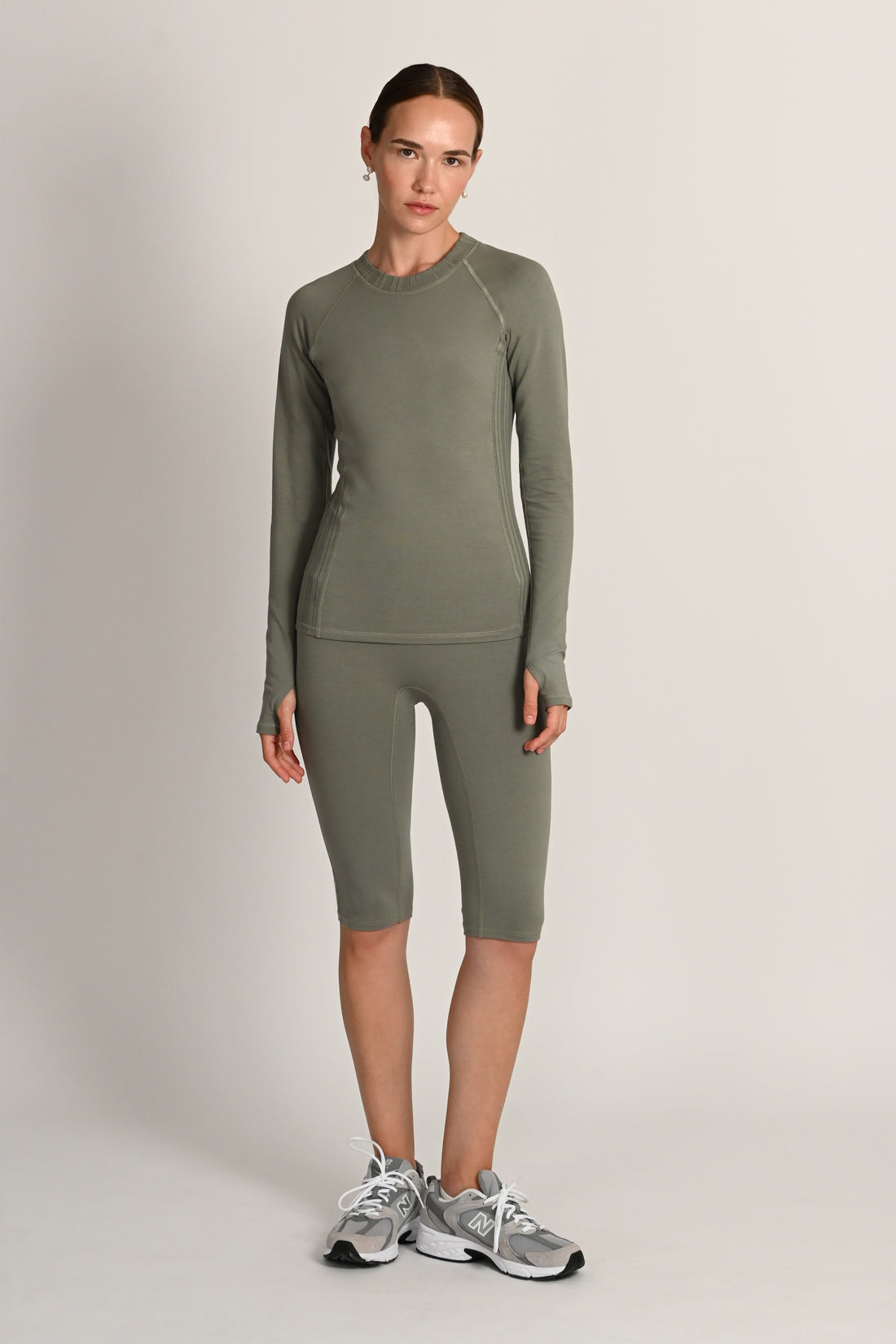 Montebello Long Sleeve Top in PIMA Cotton in Olive Green