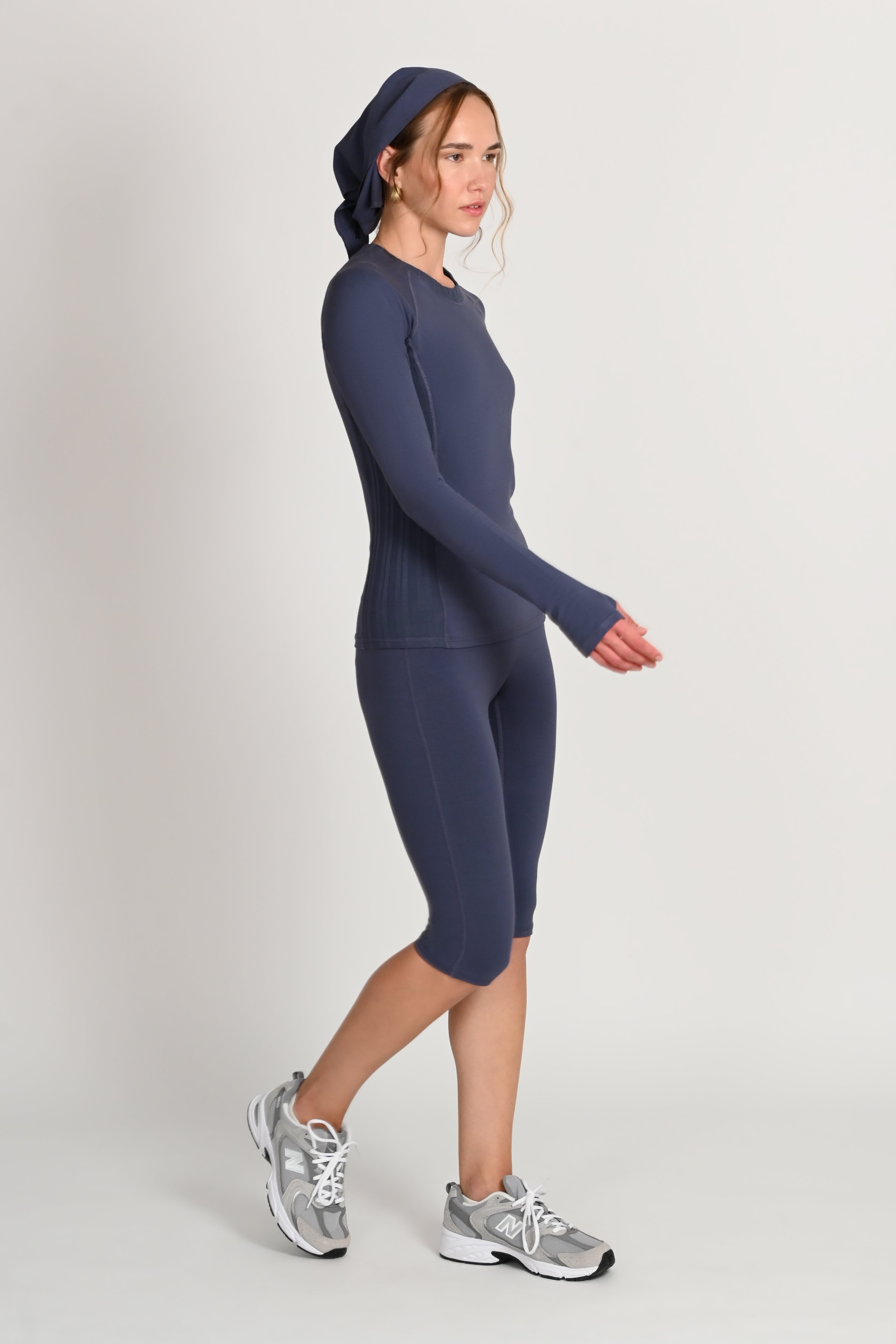 Montebello Long Sleeve Top in PIMA Cotton in Nightshadow Blue