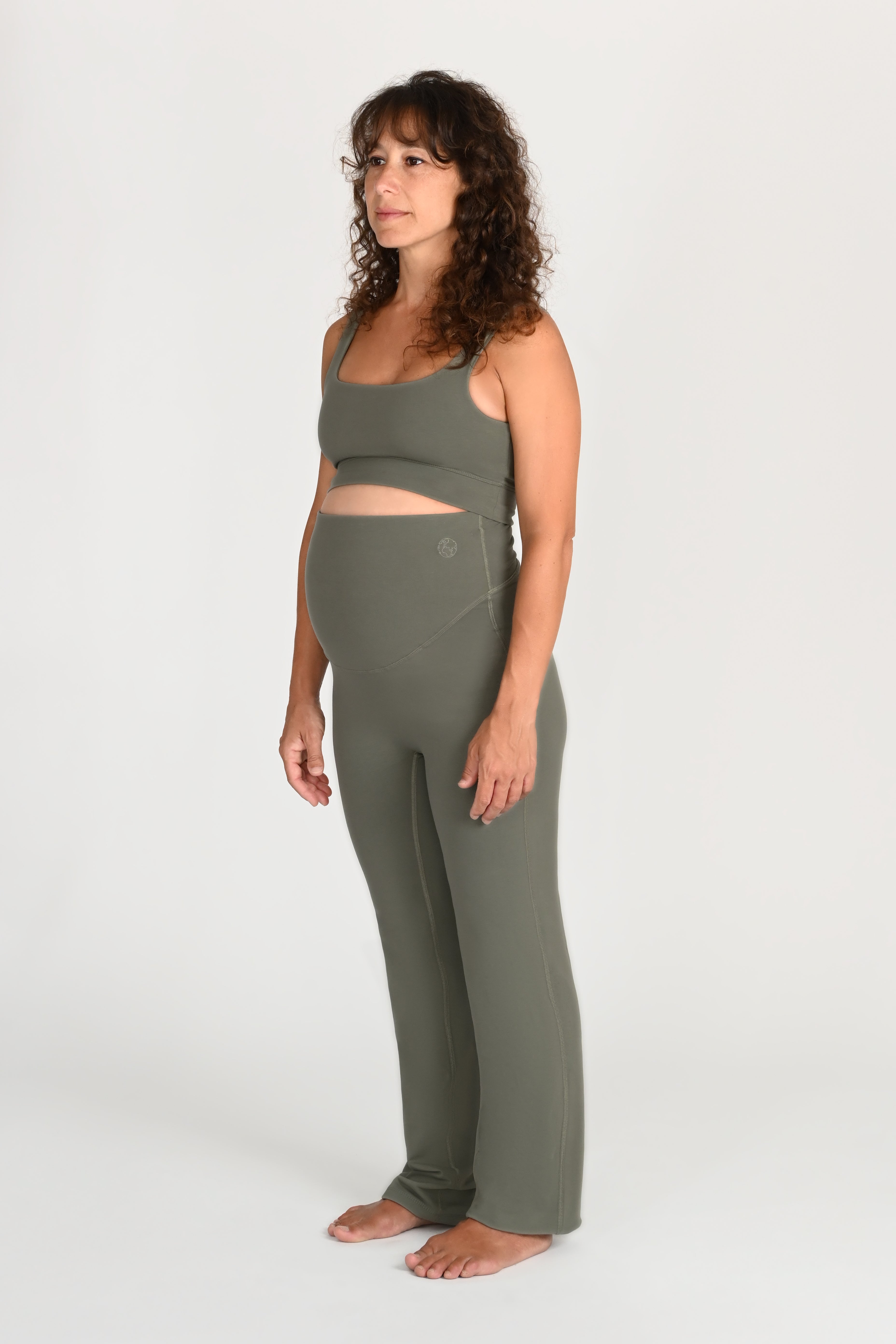 Ivory Maternity Leggings in PIMA Cotton in Olive Green