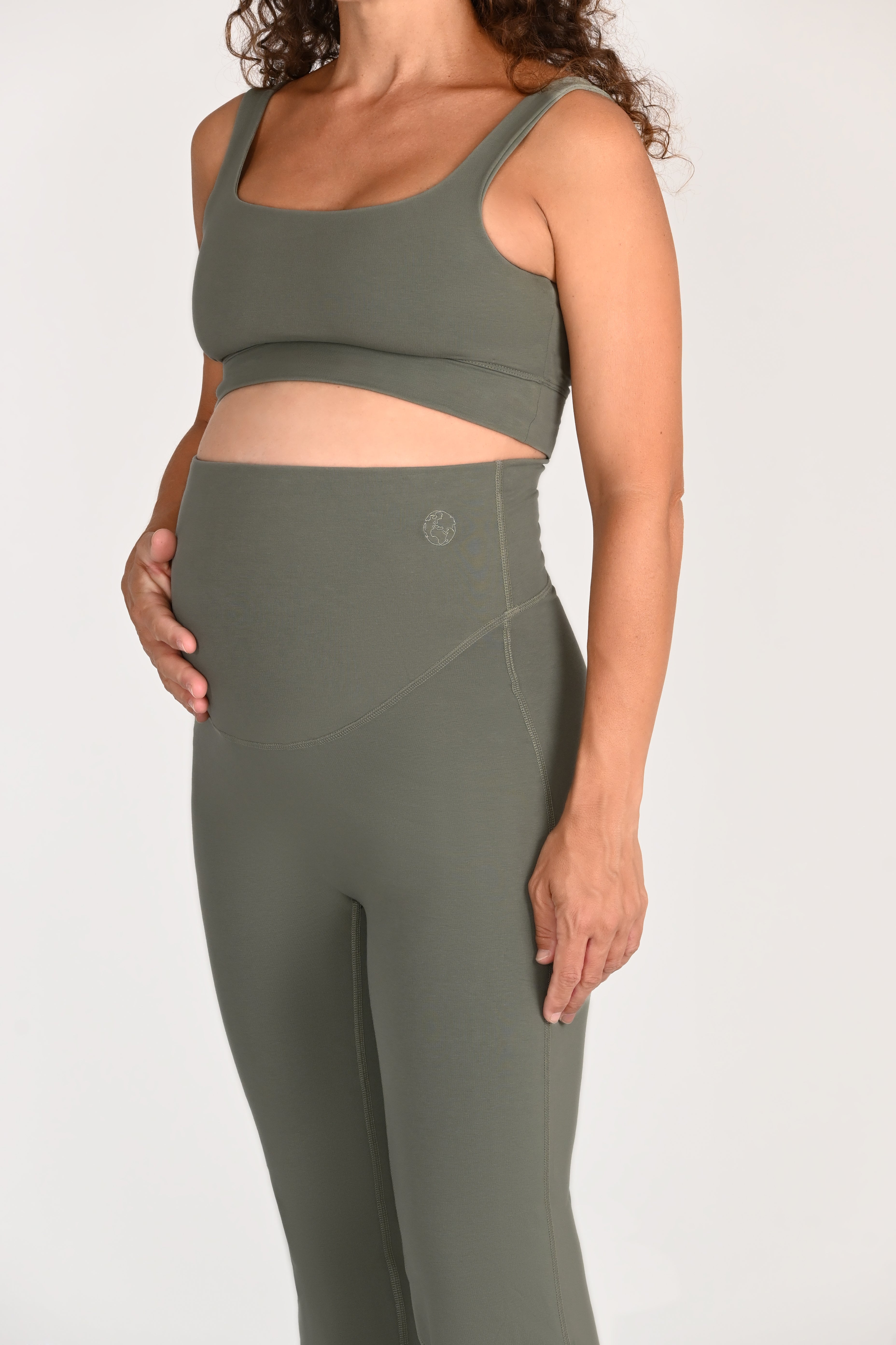 Ivory Maternity Leggings in PIMA Cotton in Olive Green
