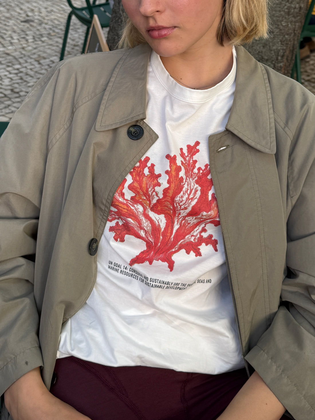 Coral UN Goal 15 T-shirt in White PG Cotton (Limited Edition)