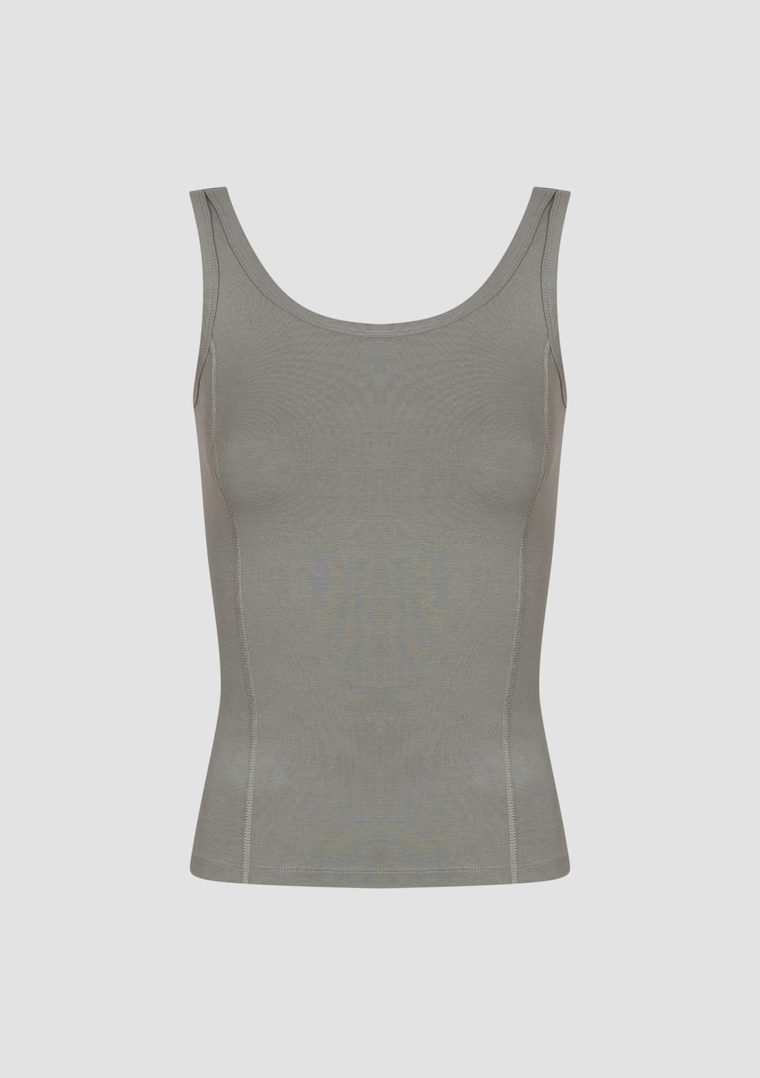 Jasmin Square Neck Vest in PIMA Cotton in Olive Green