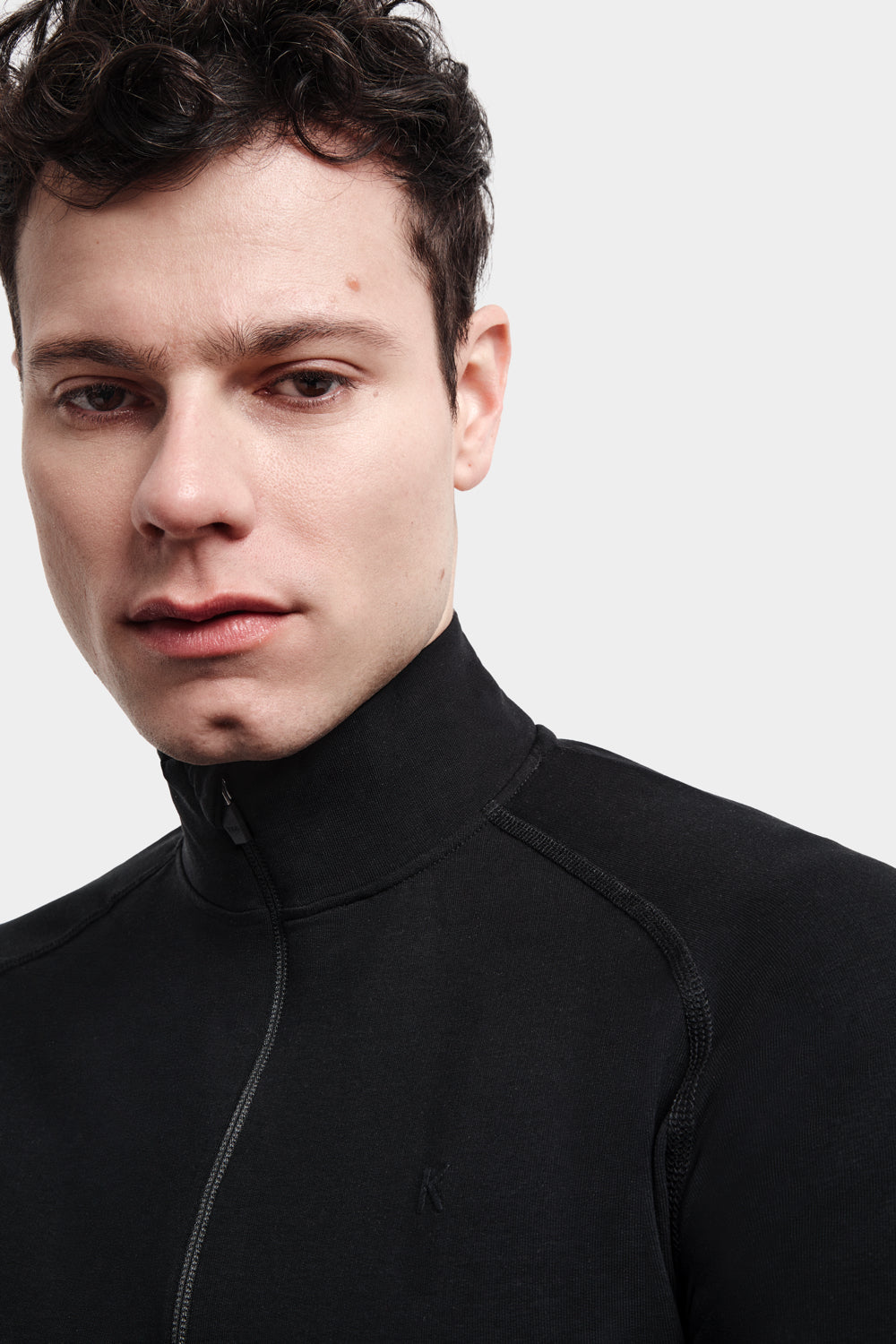 Ali Long Sleeve Half-Zip in TENCEL™ Lyocell and Organic Cotton in Black