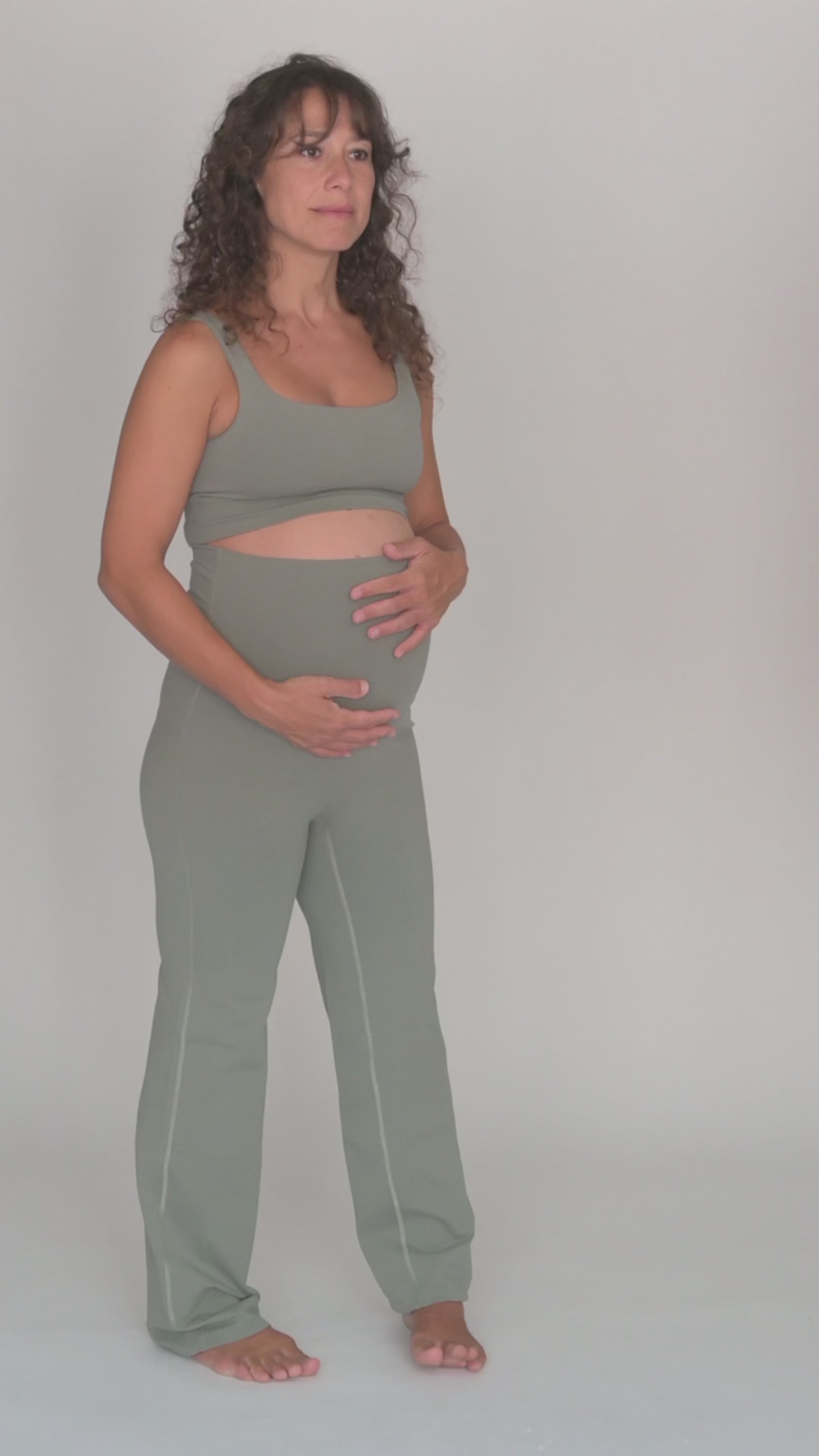 Ivory Maternity Leggings in PIMA Cotton in Olive Green