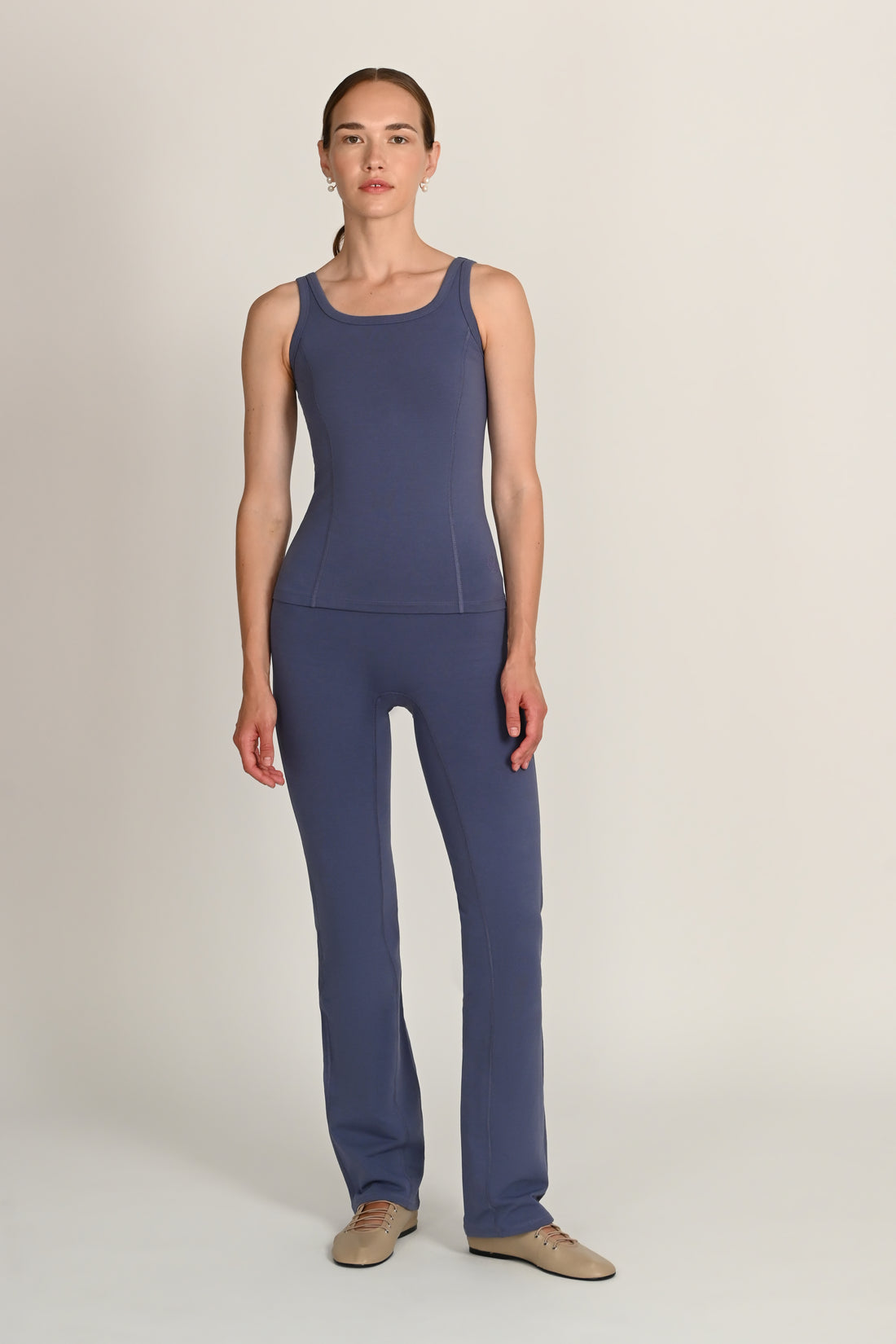 Jasmin Square Neck Vest in PIMA Cotton in Nightshadow Blue