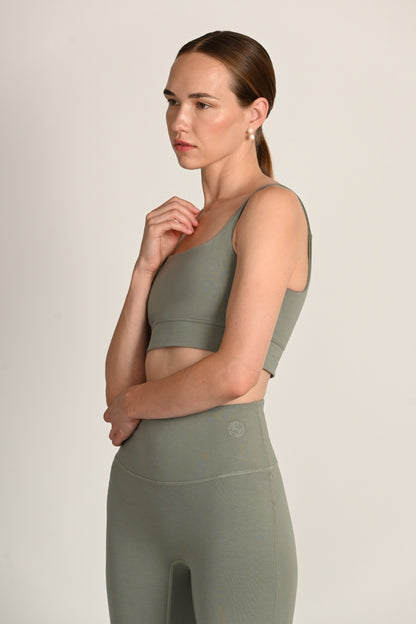 Ellis Straight Leg Pants in PIMA Cotton in Olive Green