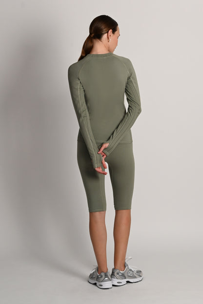Montebello Long Sleeve Top in PIMA Cotton in Olive Green