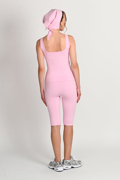 Jasmin Square Neck Vest in PIMA Cotton in Morning Rose