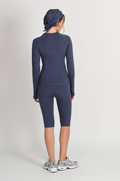 Montebello Long Sleeve Top in PIMA Cotton in Nightshadow Blue