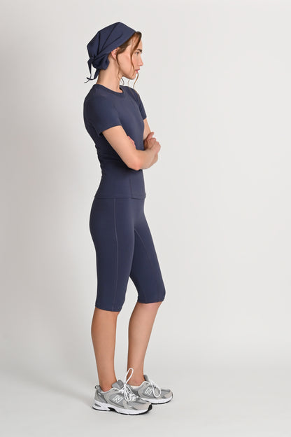 Margot T-Shirt ¾ Sleeve in PIMA Cotton in Nightshadow Blue