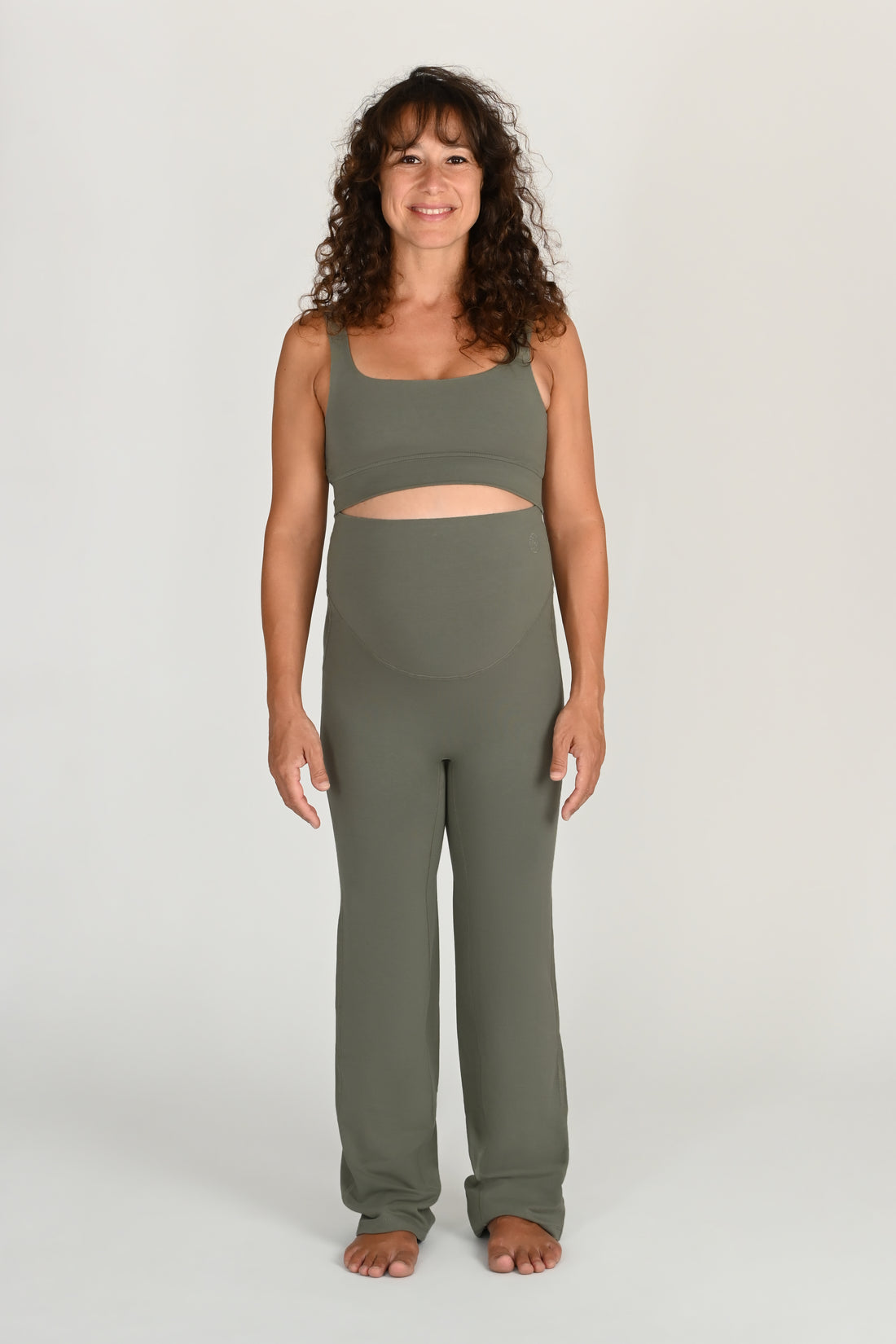 Ivory Maternity Leggings in PIMA Cotton in Olive Green