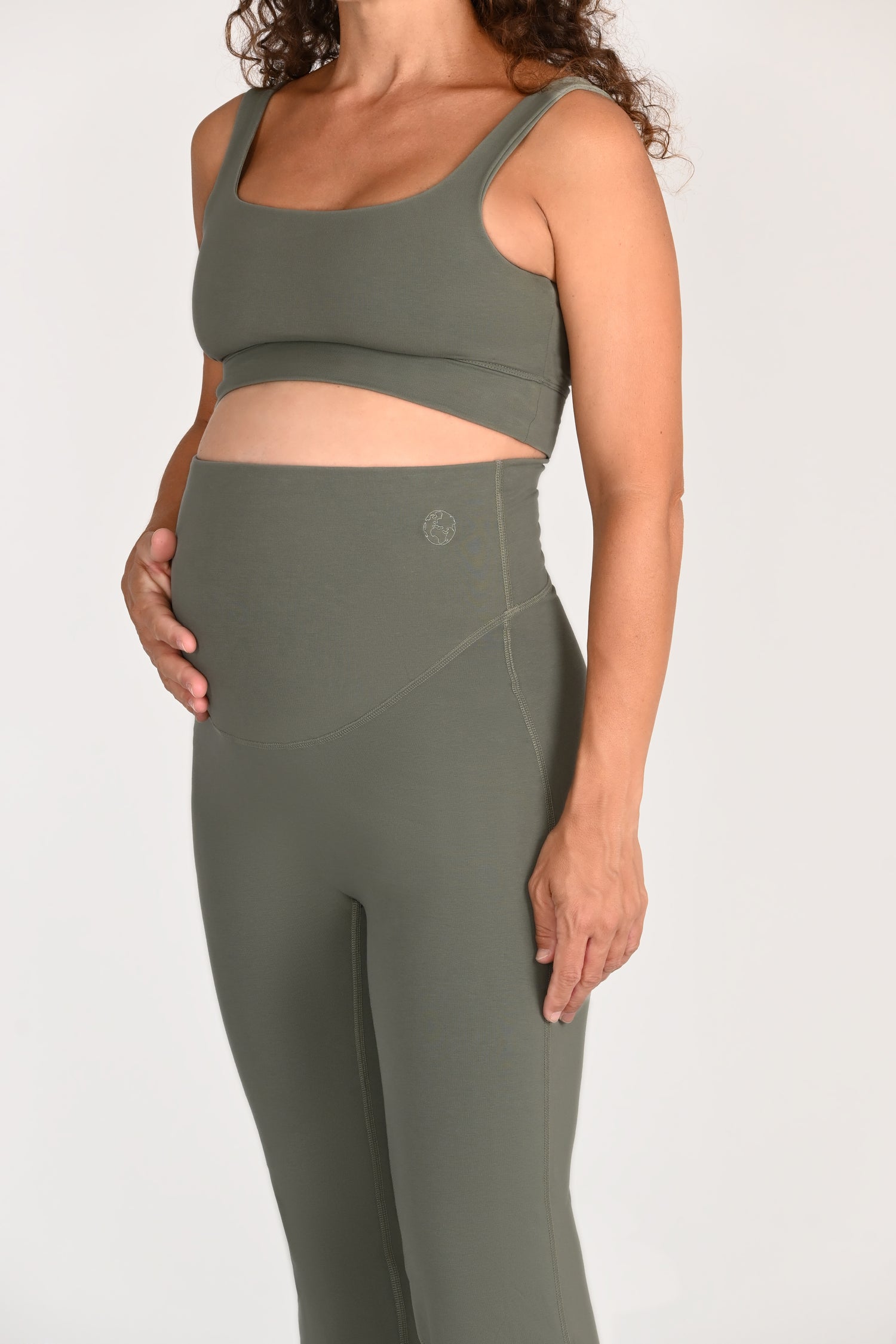 Ivory Maternity Leggings in PIMA Cotton in Olive Green