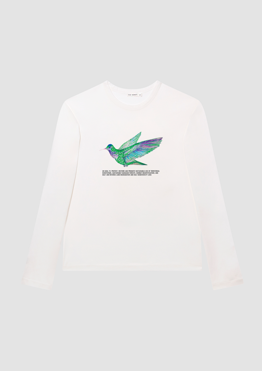 Bird UN Goal 15 Long Sleeve T-shirt in White PG Cotton (Limited Edition)