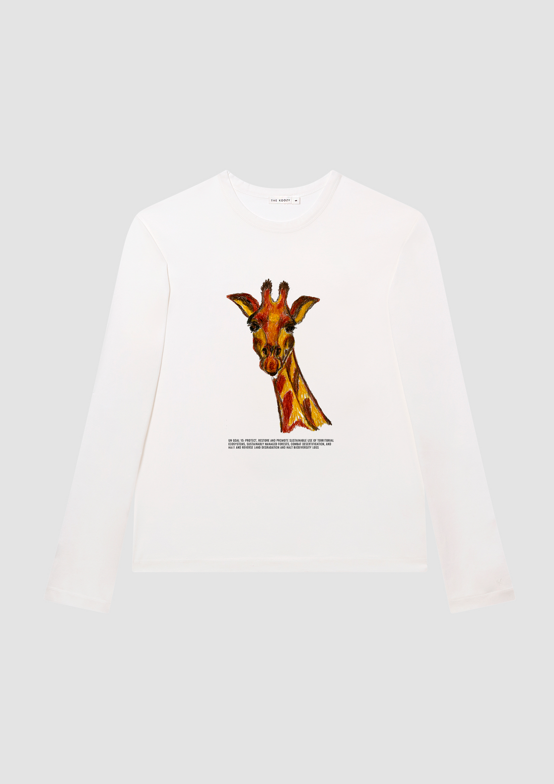 Giraffe UN Goal 15 Long Sleeve T-shirt in White PG Cotton (Limited Edition)