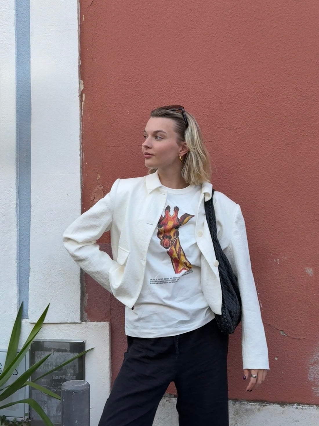 Giraffe UN Goal 15 Long Sleeve T-shirt in White PG Cotton (Limited Edition)
