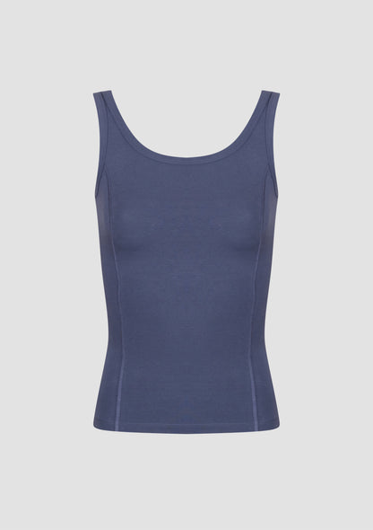 Jasmin Square Neck Vest in PIMA Cotton in Nightshadow Blue