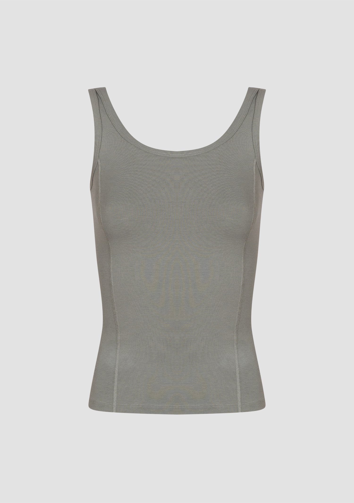 Jasmin Square Neck Vest in PIMA Cotton in Olive Green