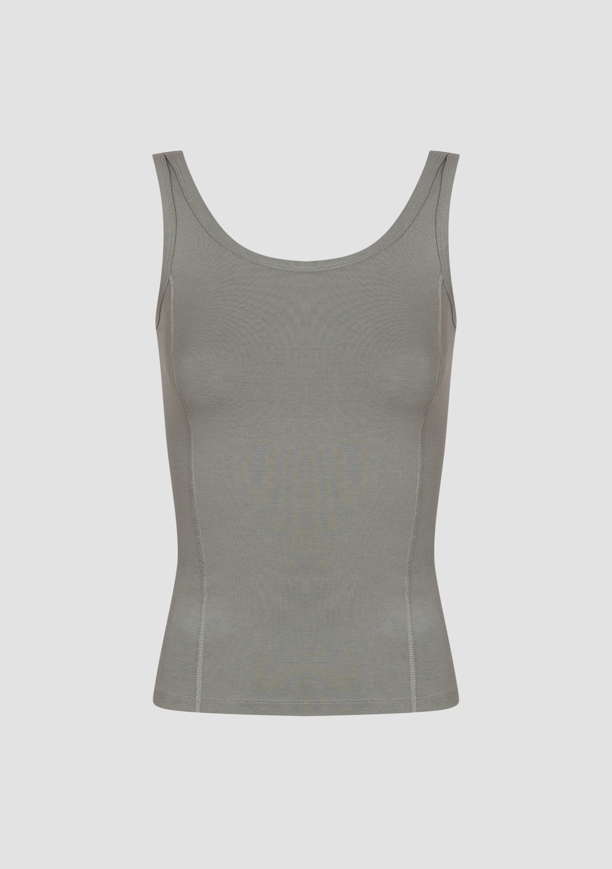 Jasmin Square Neck Vest in PIMA Cotton in Olive Green