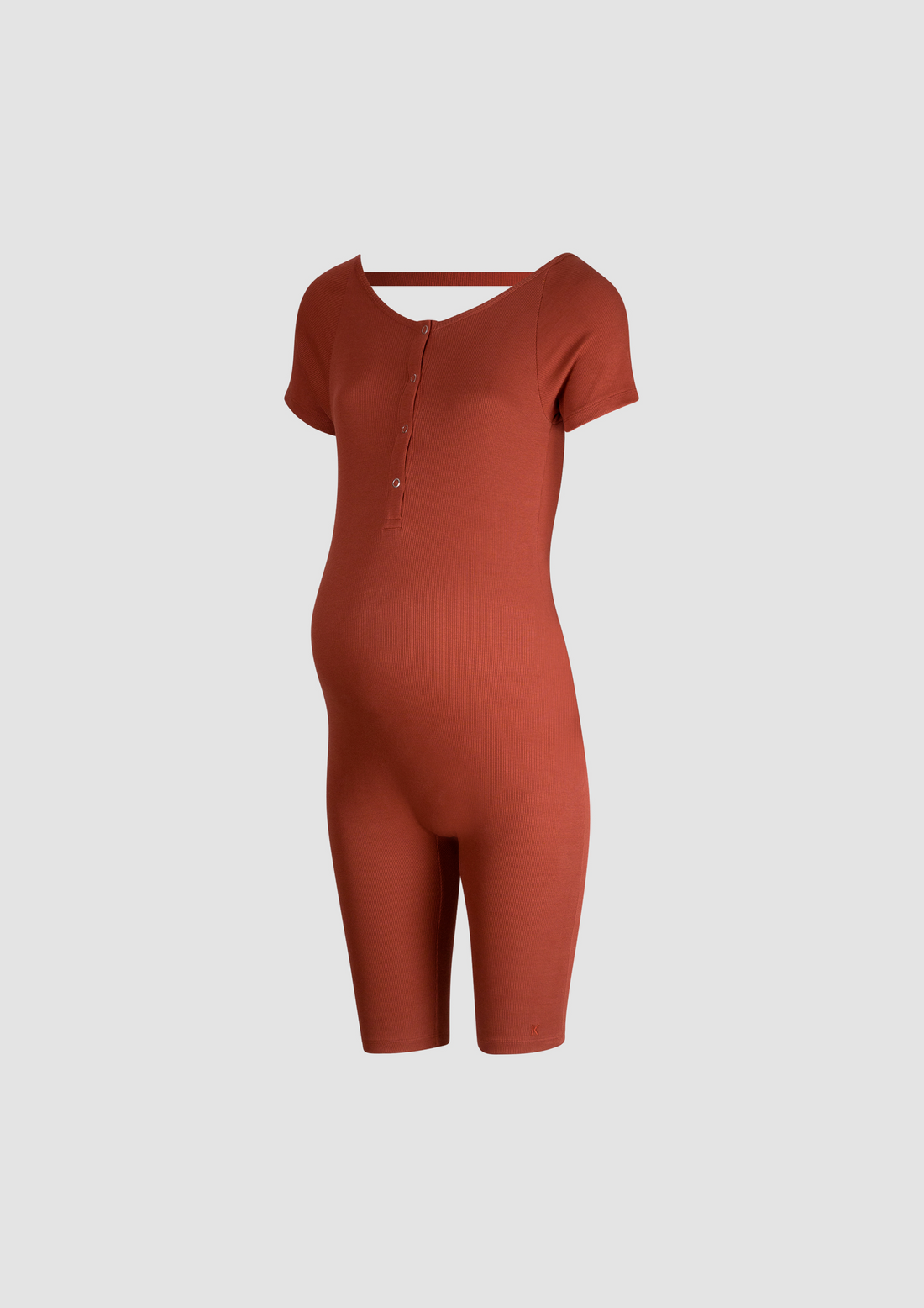 Maternity Julie Short Sleeve One-Piece in Organic Cotton in Red Soil