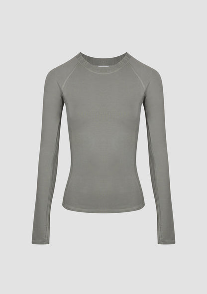 Montebello Long Sleeve Top in PIMA Cotton in Olive Green