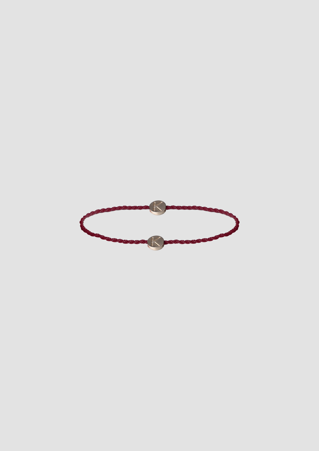 Moon Bracelet in Silver and Cord in Burgundy