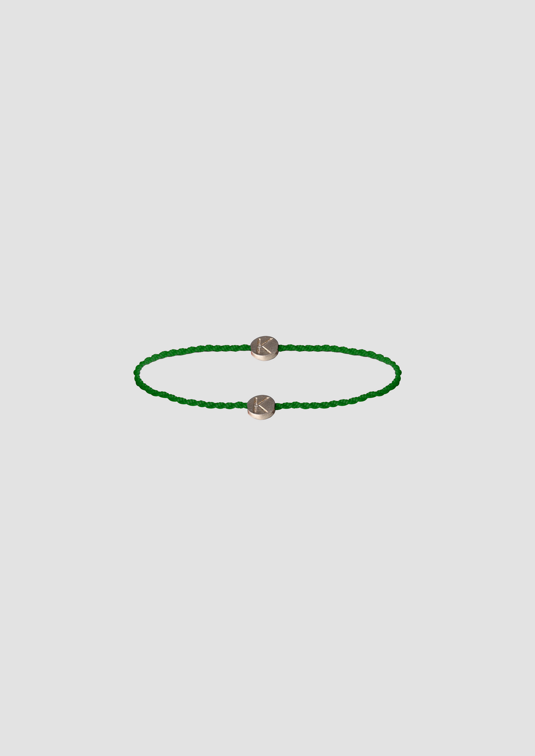 Moon Bracelet in Silver and Cord in Green