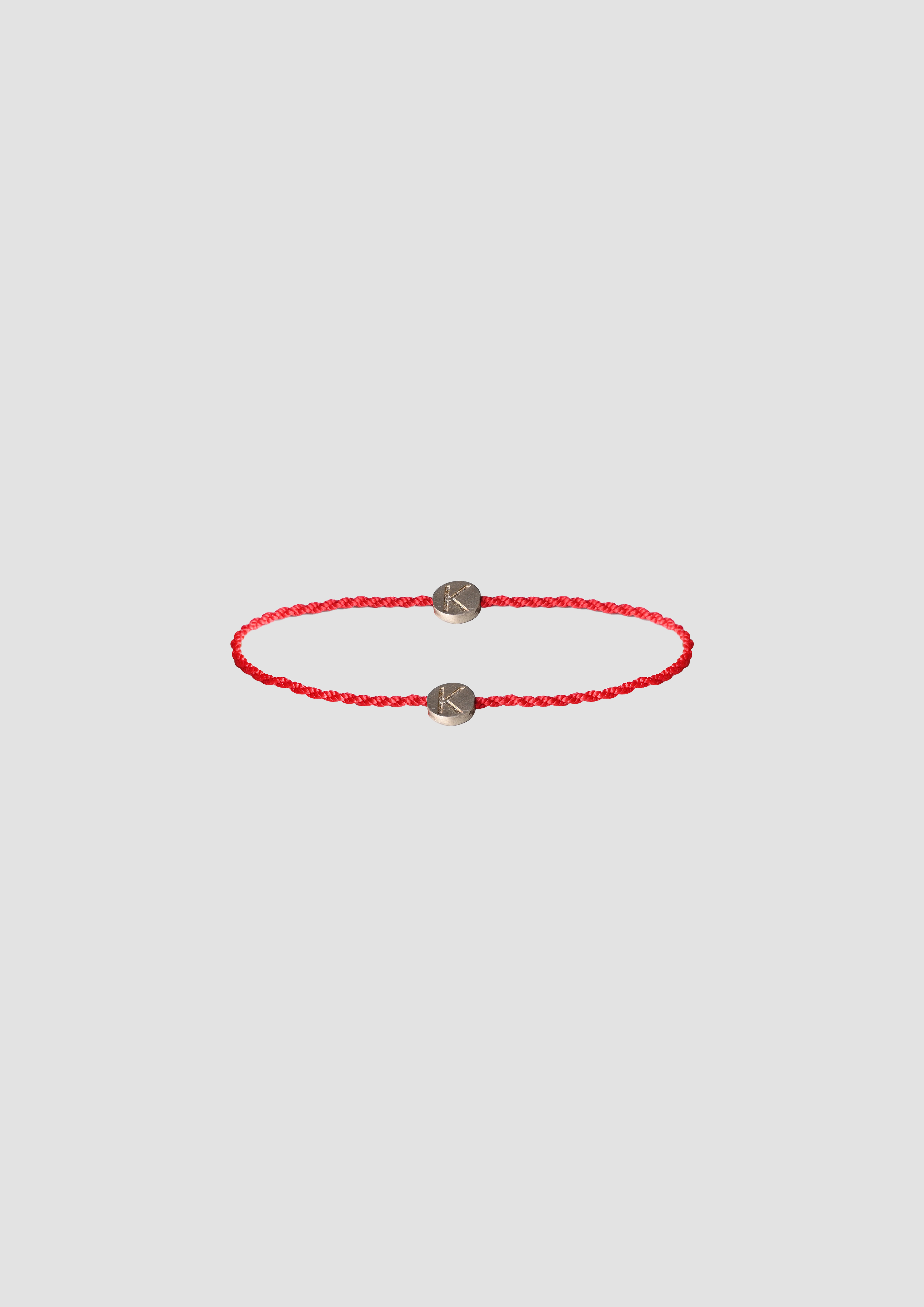 Moon Bracelet in Silver and Cord in Red