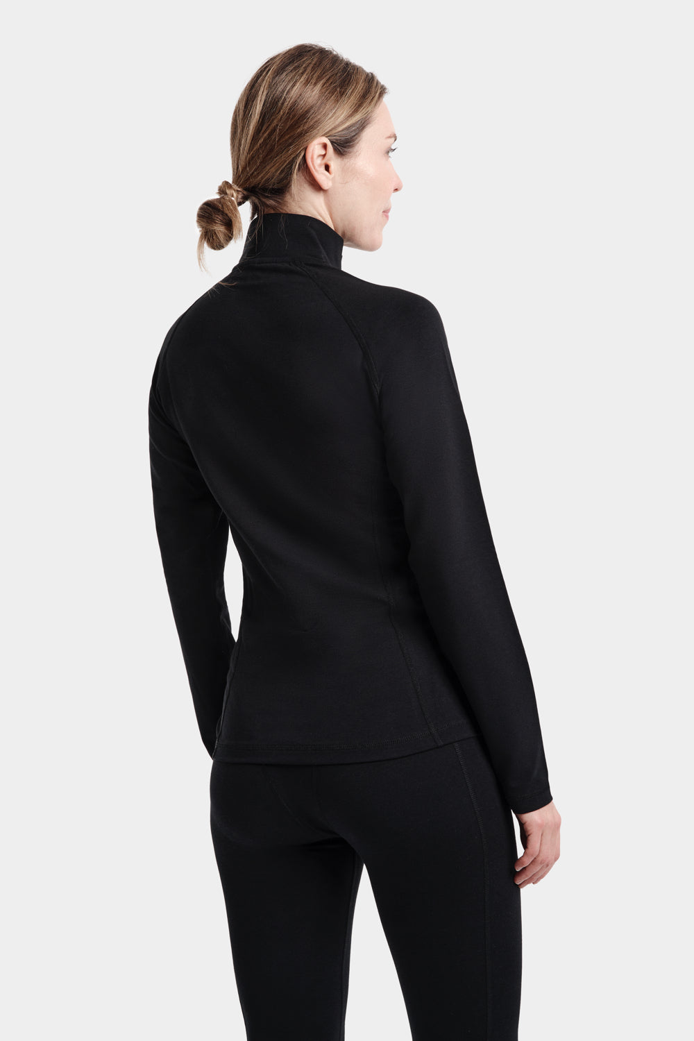 Ali Long Sleeve Half-Zip in TENCEL™ Lyocell and Organic Cotton in Black