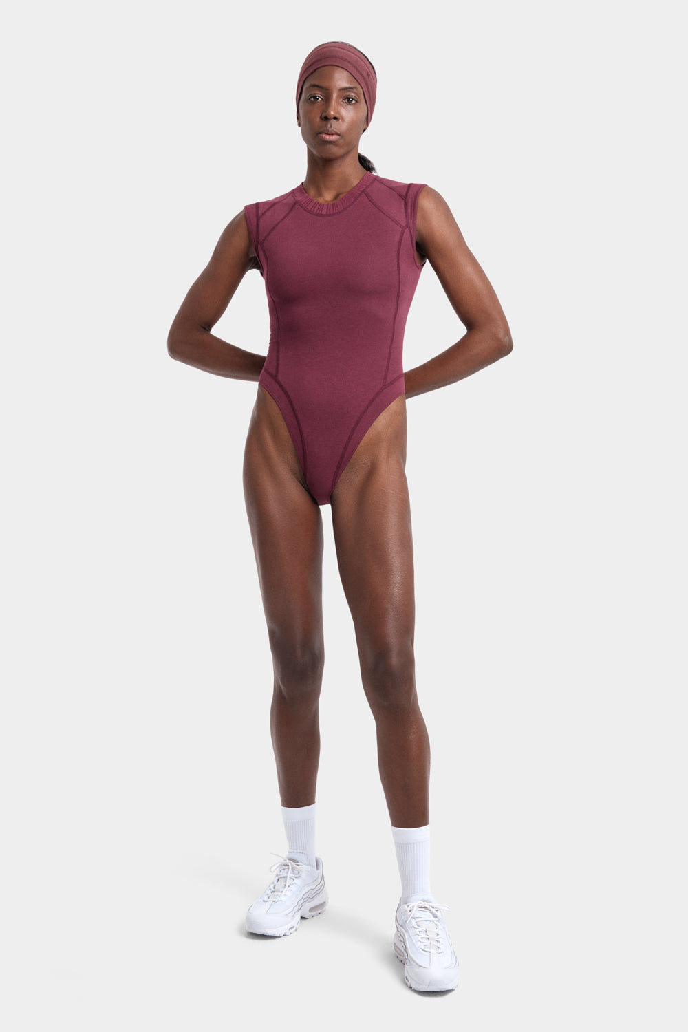 Amory Bodysuit in TENCEL™ Lyocell and Organic Cotton in Burgundy