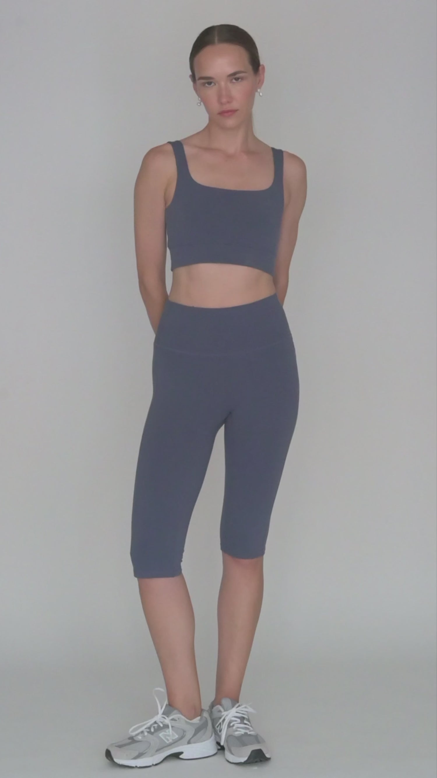 Daru High Waist Cropped Leggings in PIMA Cotton in Nightshadow Blue