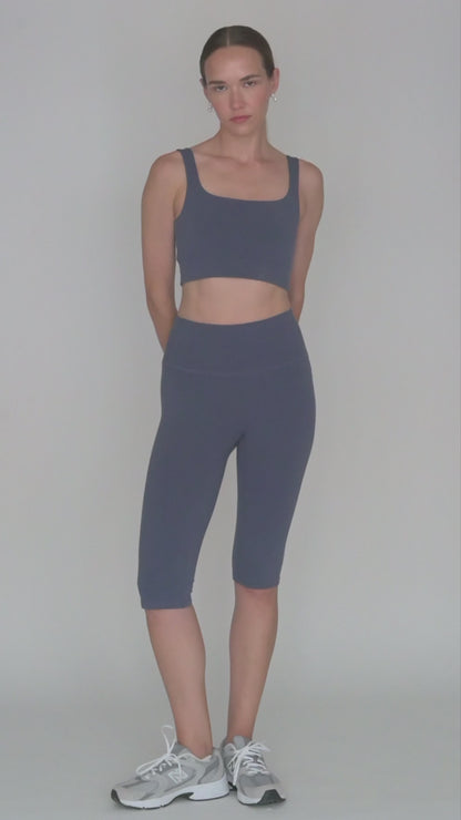 Daru High Waist Cropped Leggings in PIMA Cotton in Nightshadow Blue