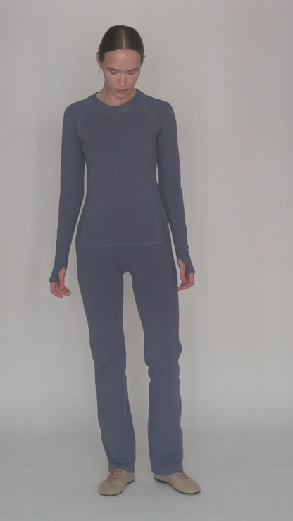 Montebello Long Sleeve Top in PIMA Cotton in Nightshadow Blue