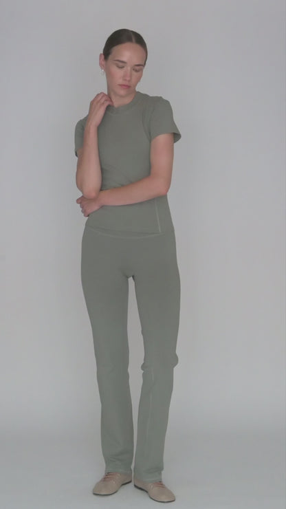 Margot T-Shirt ¾ Sleeve in PIMA Cotton in Olive Green