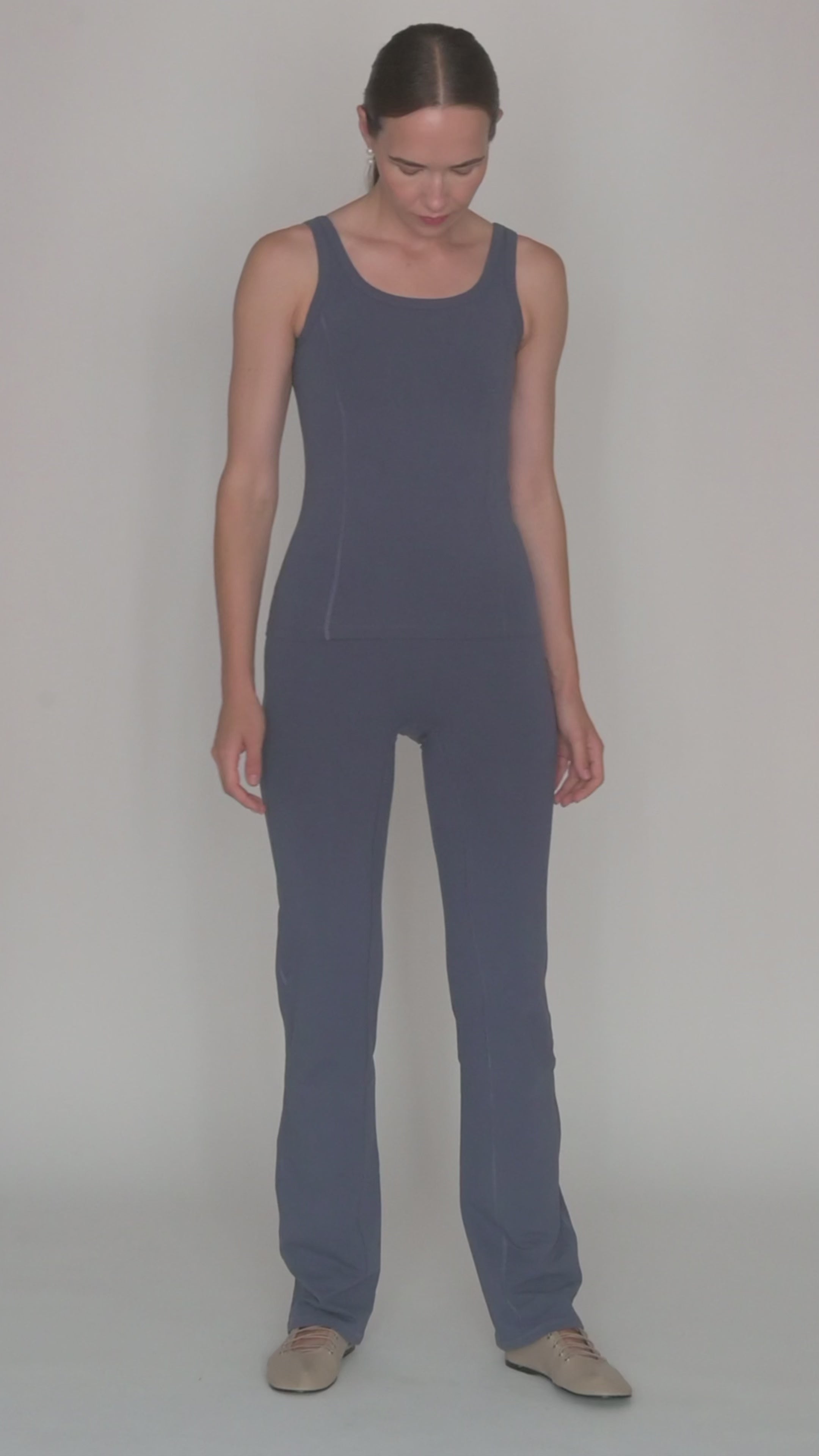 Jasmin Square Neck Vest in PIMA Cotton in Nightshadow Blue