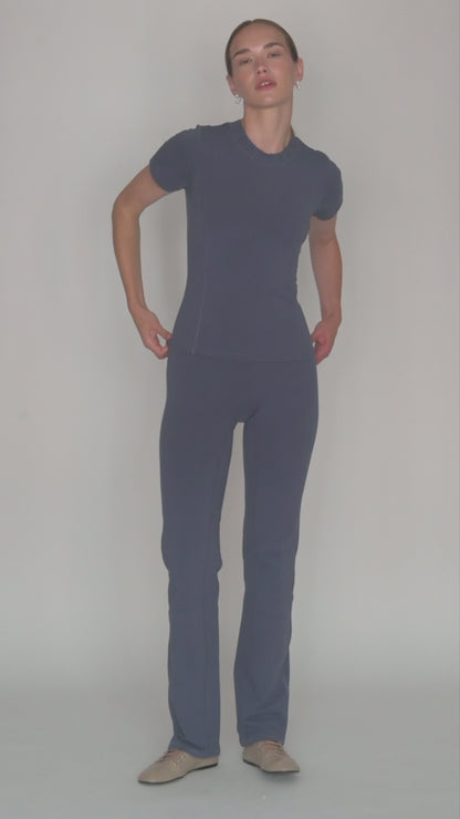 Margot T-Shirt ¾ Sleeve in PIMA Cotton in Nightshadow Blue